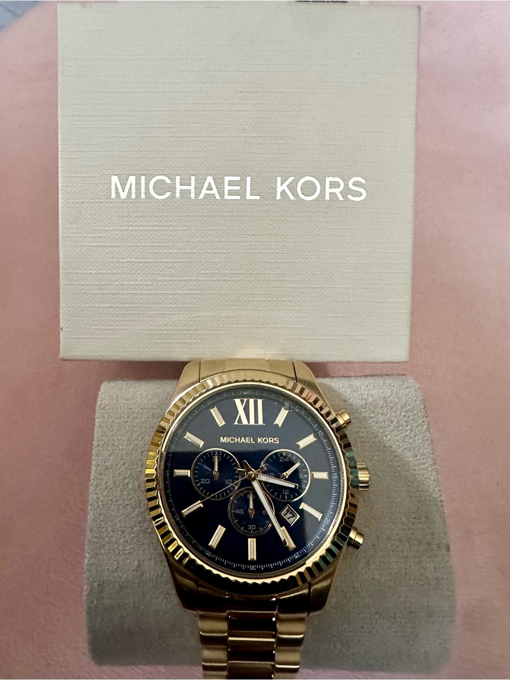 Michael Kors Men’s Gold-Tone Chronograph Watch Black Dial NEW